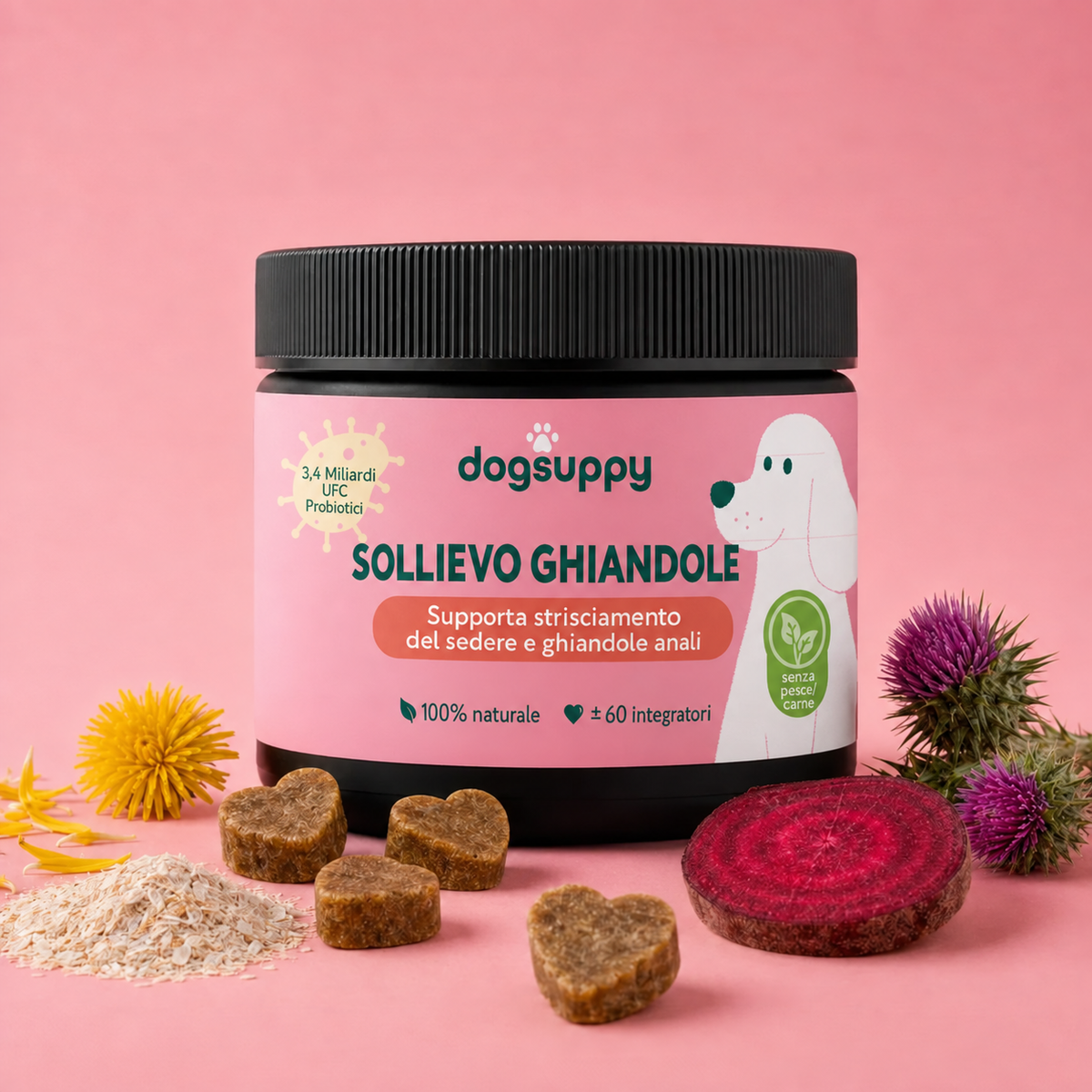 DogSuppy Sollievo Ghiandole, 60 snack morbidi, 100% naturale